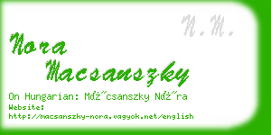 nora macsanszky business card